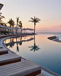 Sunset by the pool